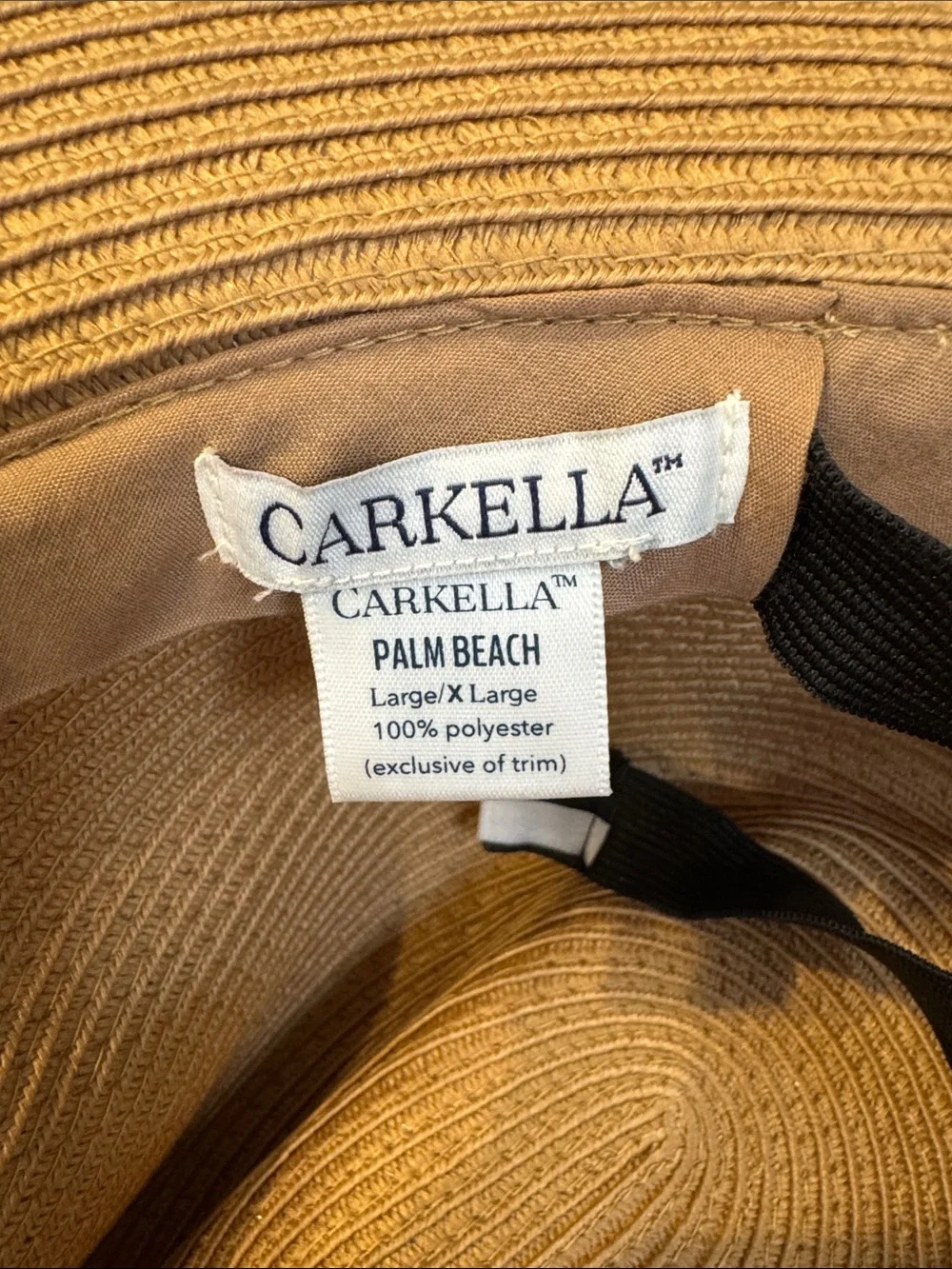 Carkella Straw Fedora Hat with Black Band - Tan Size XL